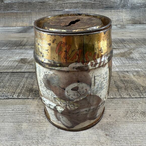 Vintage Classic Bear Tin Piggy Bank Container - Picture 5 of 10
